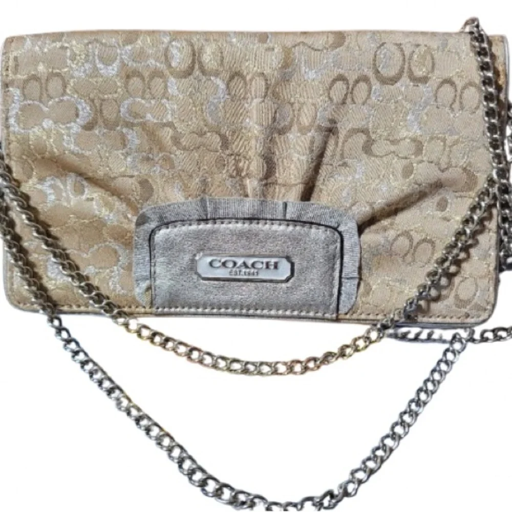 Coach Optic Lurex Clutch Cream & Gold Crossbody Clutch Y2K